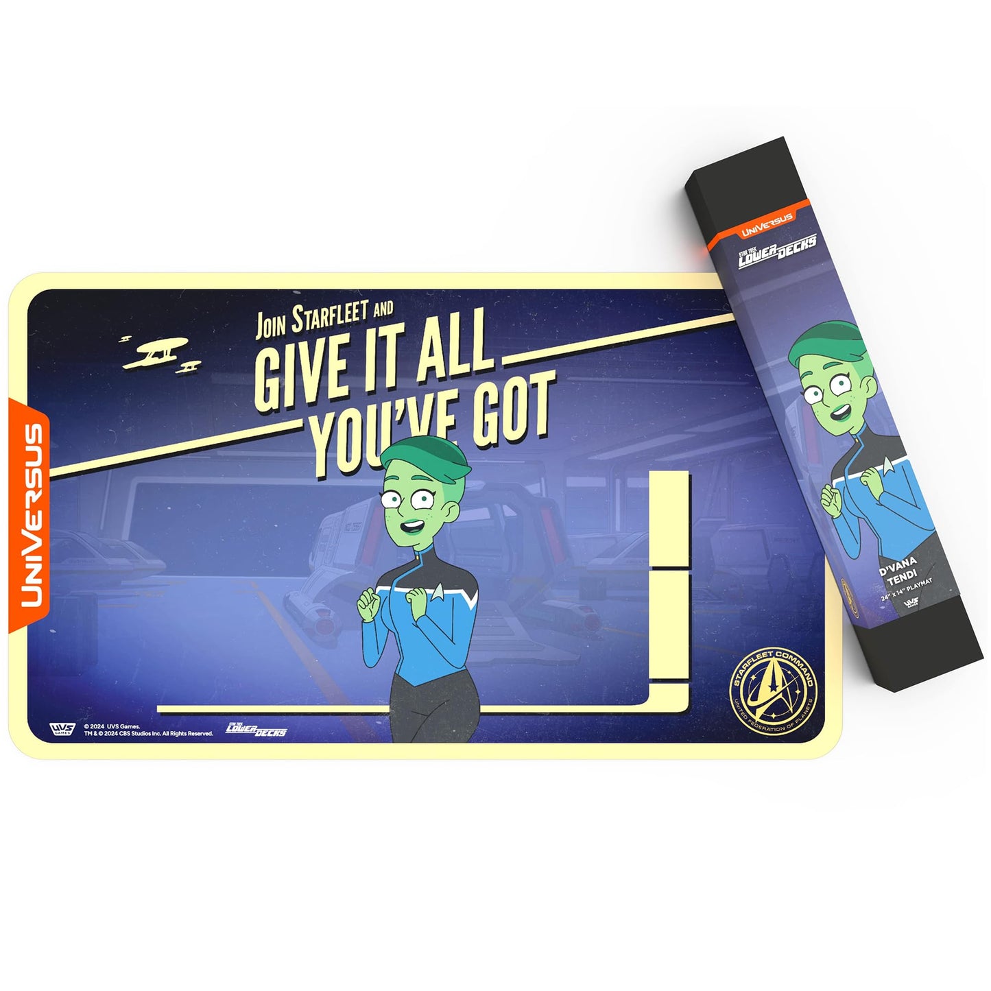 UniVersus: Star Trek: Lower Decks - D’Vana Tendi Playmat - 24 x 14 Neoprene Mat, Tabletop Card Game Accessory, UVS Games, Officially Licensed