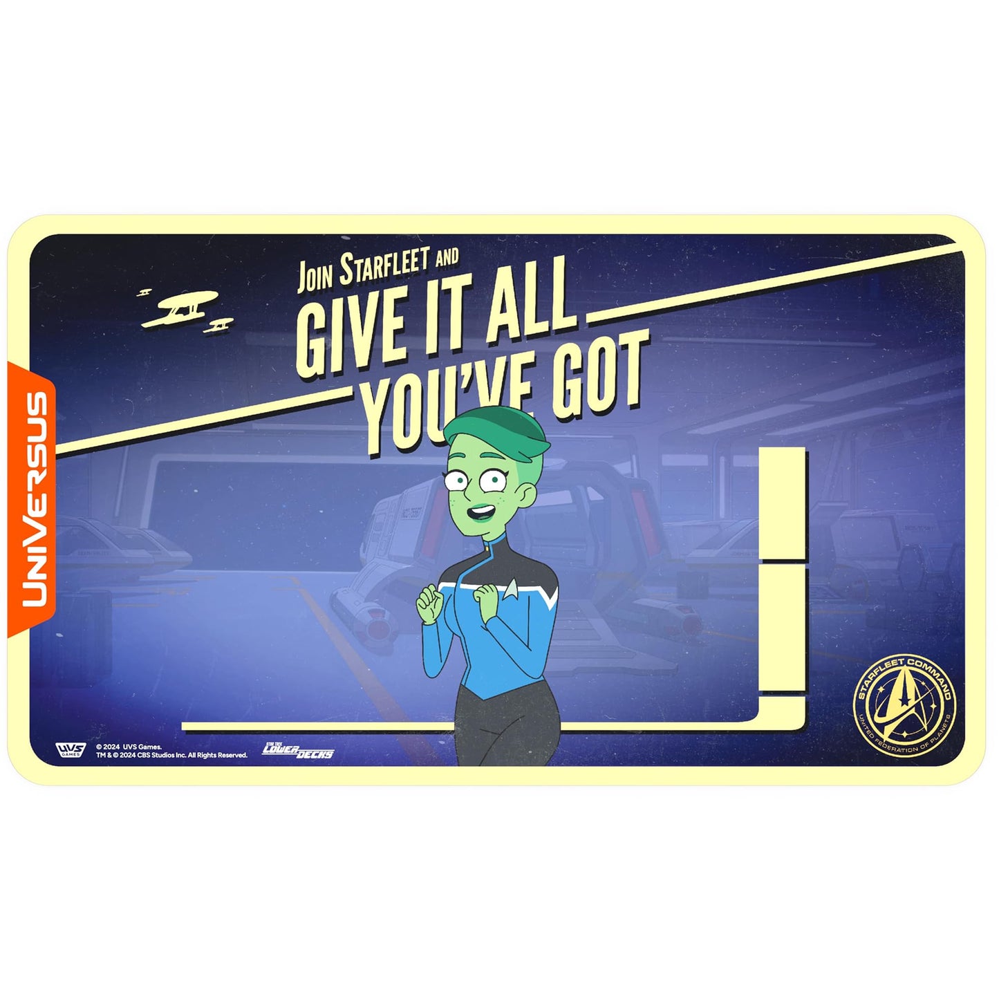 UniVersus: Star Trek: Lower Decks - D’Vana Tendi Playmat - 24 x 14 Neoprene Mat, Tabletop Card Game Accessory, UVS Games, Officially Licensed
