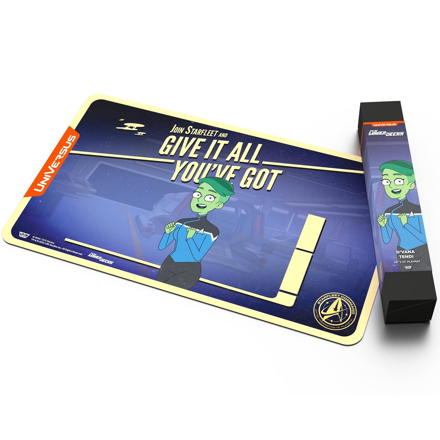 UniVersus: Star Trek: Lower Decks - D’Vana Tendi Playmat - 24 x 14 Neoprene Mat, Tabletop Card Game Accessory, UVS Games, Officially Licensed