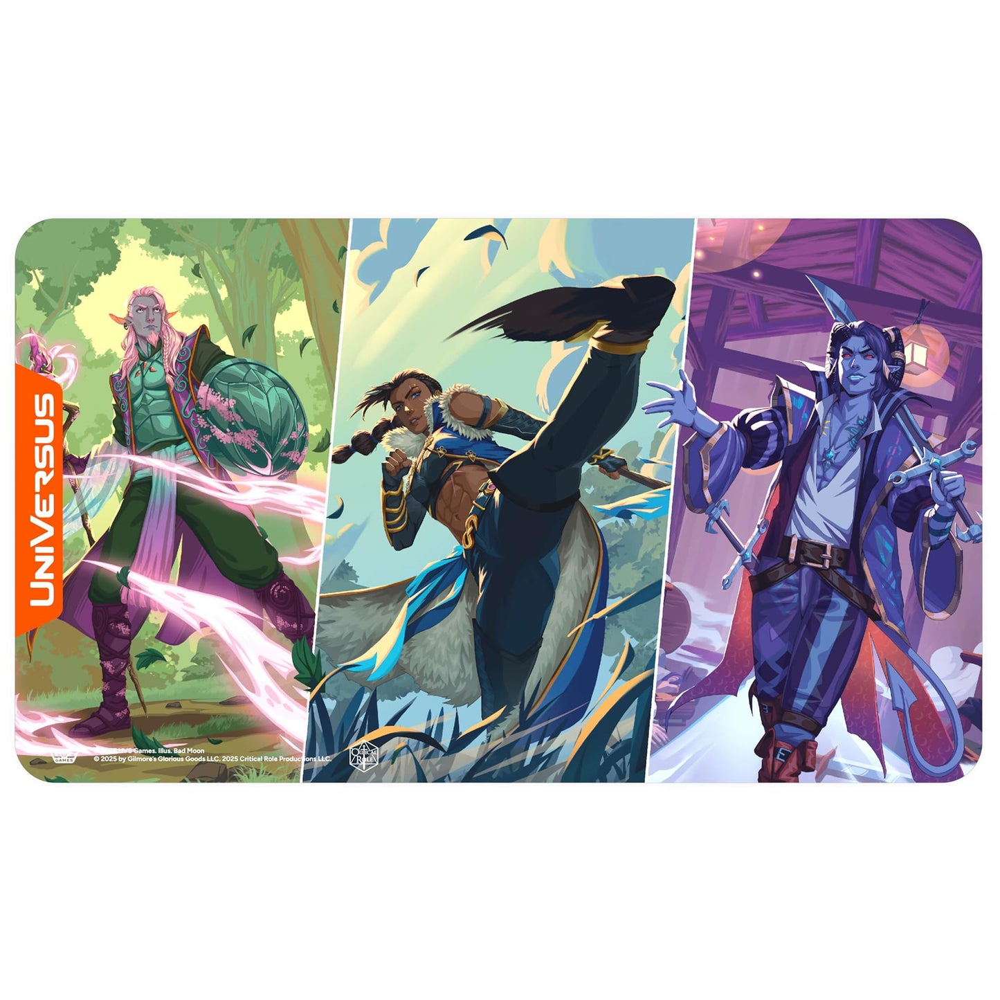 UniVersus: Critical Role: Heroes of Exandria - Caduceus, Beauregard & Mollymauk of The Mighty Nein Playmat - 24x14, Neoprene, Tabletop Game Accessory