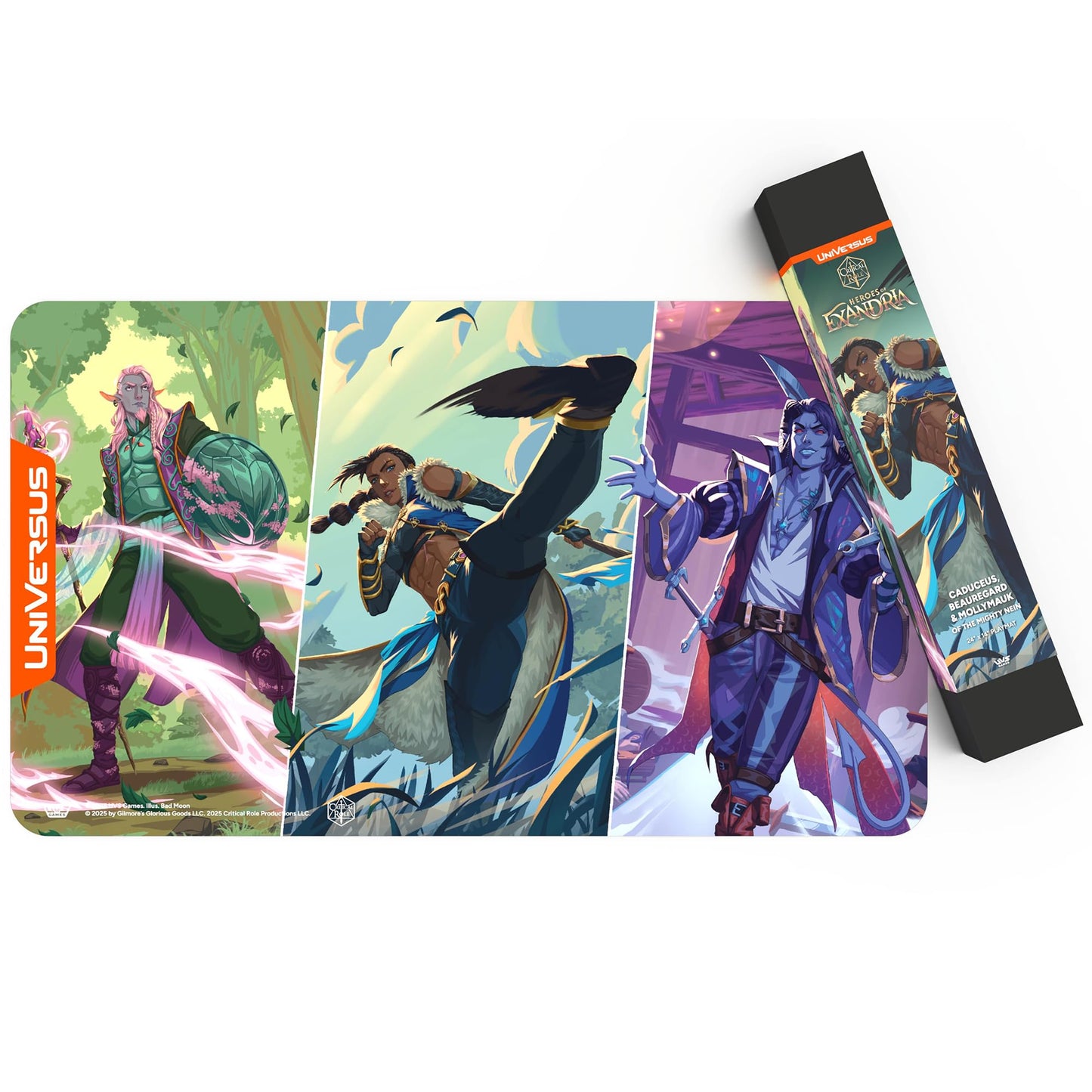 UniVersus: Critical Role: Heroes of Exandria - Caduceus, Beauregard & Mollymauk of The Mighty Nein Playmat - 24x14, Neoprene, Tabletop Game Accessory