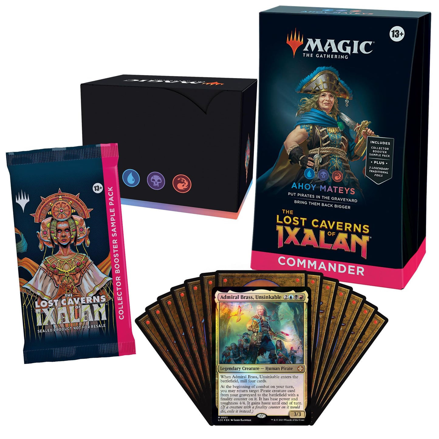 Magic: The Gathering The Lost Caverns of Ixalan Commander Deck - Ahoy Mateys (100-Card Deck, 2-Card Collector Booster Sample Pack + Accessories)