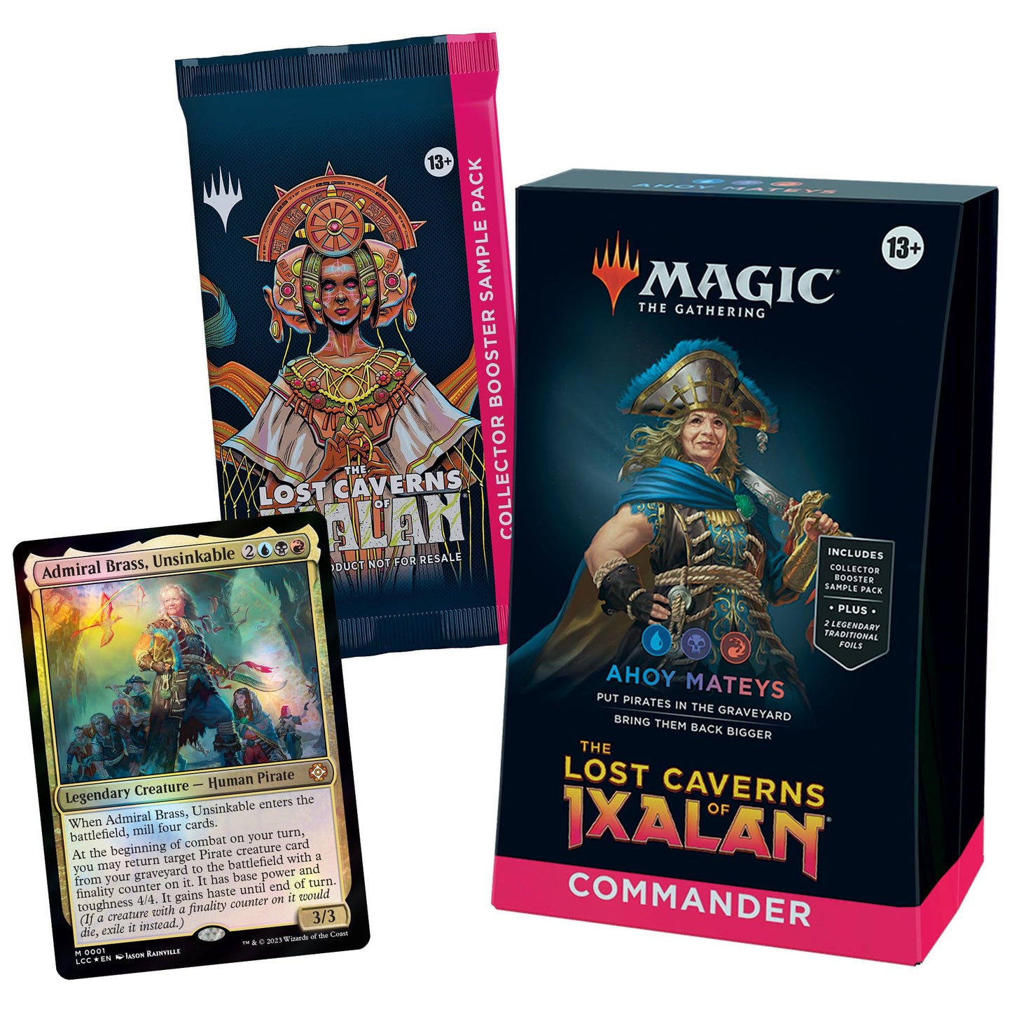 Magic: The Gathering The Lost Caverns of Ixalan Commander Deck - Ahoy Mateys (100-Card Deck, 2-Card Collector Booster Sample Pack + Accessories)