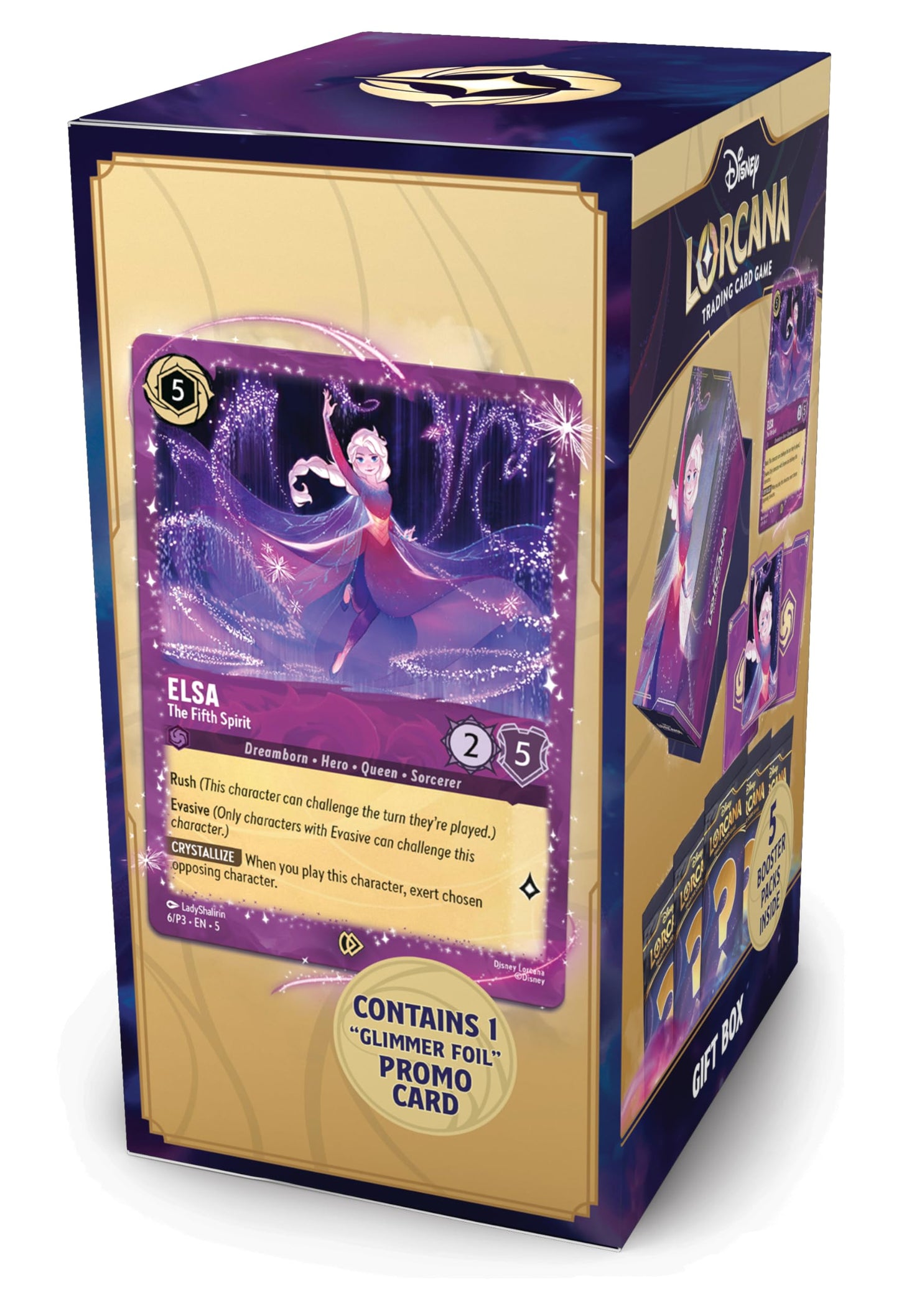 Ravensburger Disney Lorcana TCG: Elsa Gift Box – 5 Booster Packs, The Fifth Spirit Promo Card & Storage Box for 252 Cards | Trading Card Game & Disney Collectible | Ages 8+